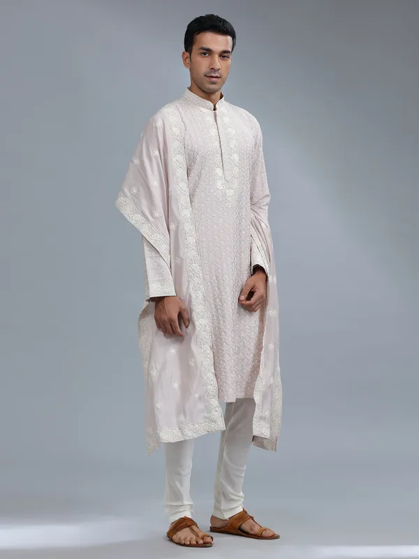 Lilac purle silk kurta suit with dupatta