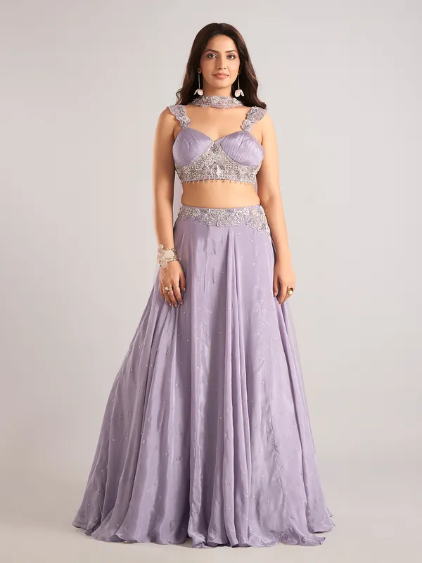 Lilac purple georgette lehenga choli with dupatta