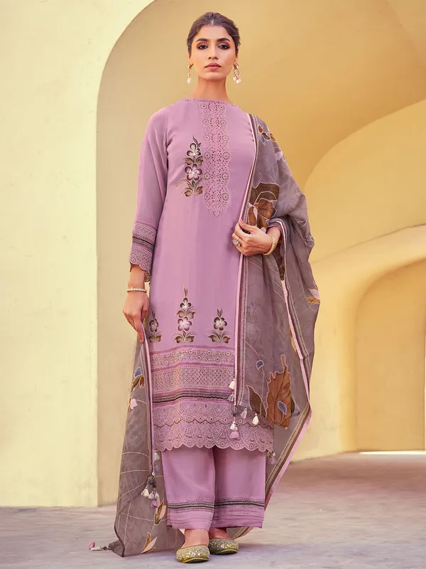 Lilac purple organza palazzo suit