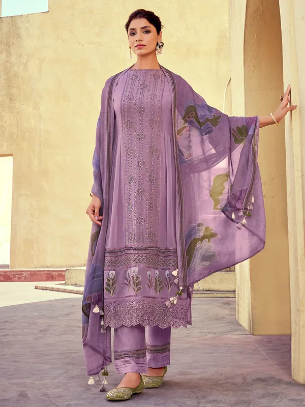 Lilac purple salwar suit in soft organza