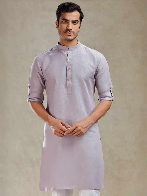 Lilac purple serene linen kurta set for mahendi