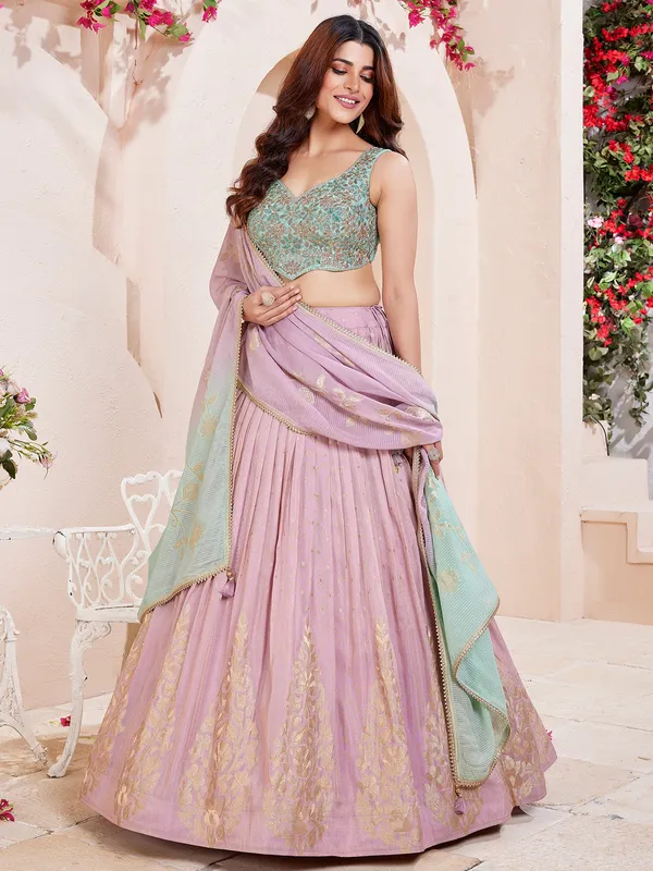 Lilac purple silk lehenga choli for women