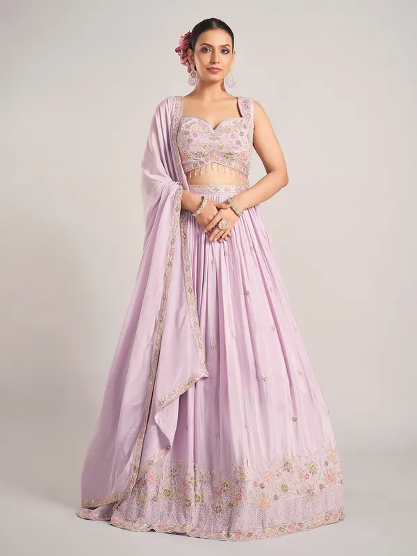 Lilac purple silk lehenga choli with dupatta