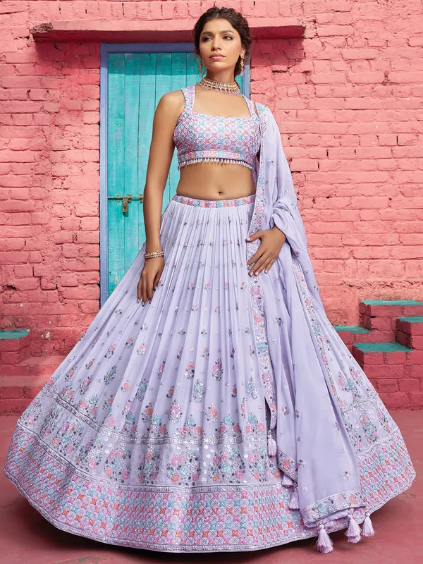 Lilac purple wedding look lehenga choli