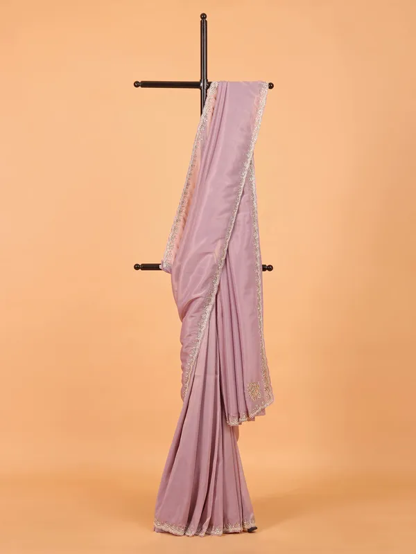 Lilac purple wedding wear organza saree