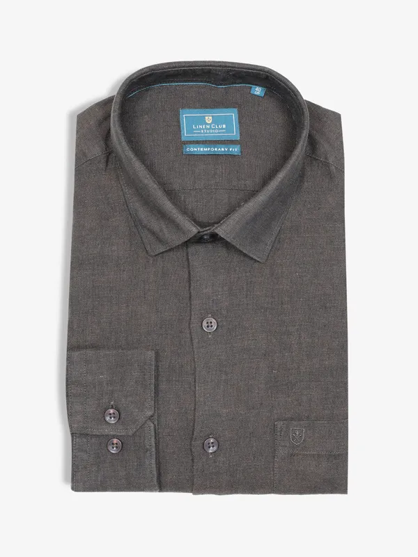 LINEN CLUB dark brown shirt
