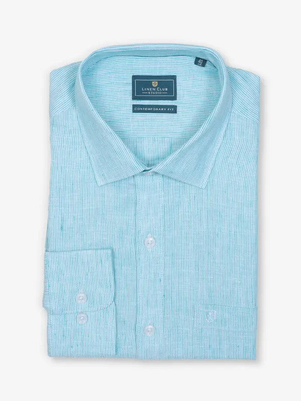 LINEN CLUB sky blue cotton shirt