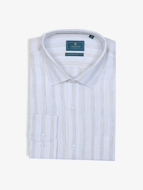 LINEN CLUB stripe white shirt