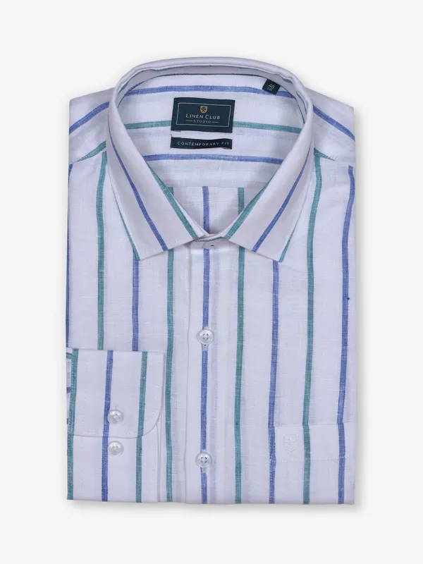LINEN CLUB white linen formal shirt for men