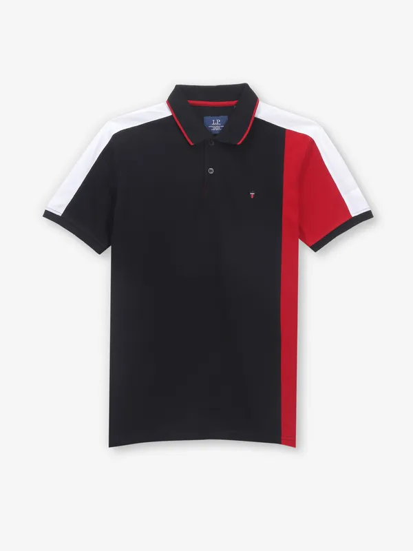 LOUIS PHILIPPE black color block cotton t-shirt