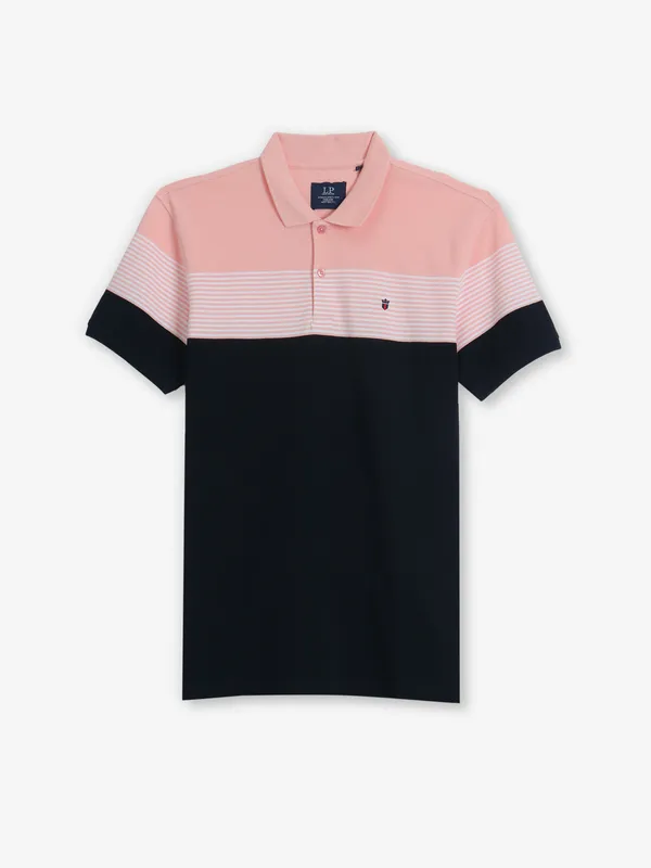 LOUIS PHILIPPE black cotton polo t-shirt