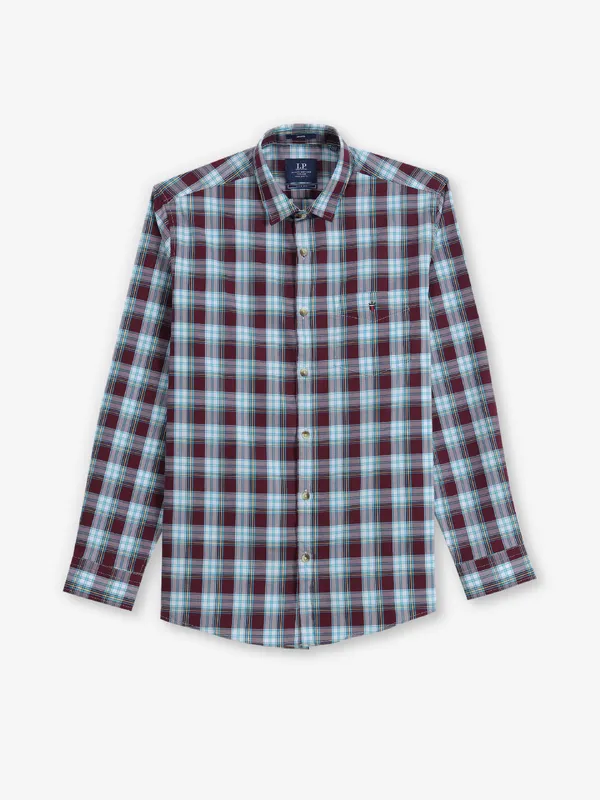 LOUIS PHILIPPE blue and maroon checks shirt for men