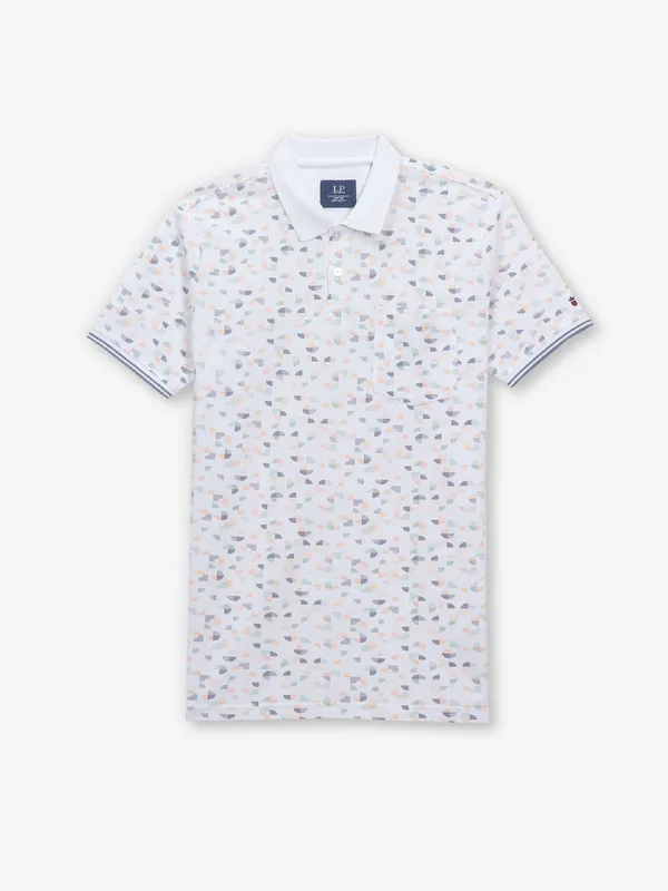 LOUIS PHILIPPE casual  white printed cotton t-shirt