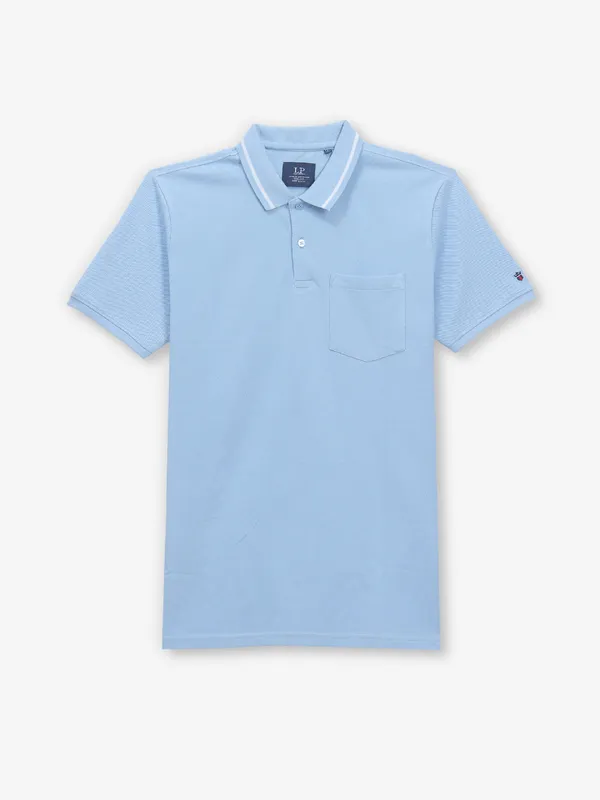 LOUIS PHILIPPE light blue cotton t-shirt for men