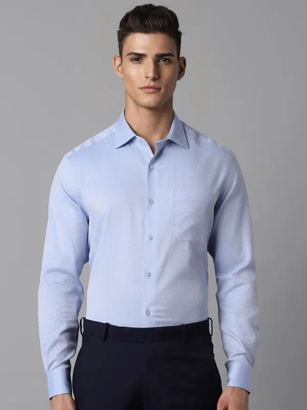 LOUIS PHILIPPE light blue printed cotton shirt