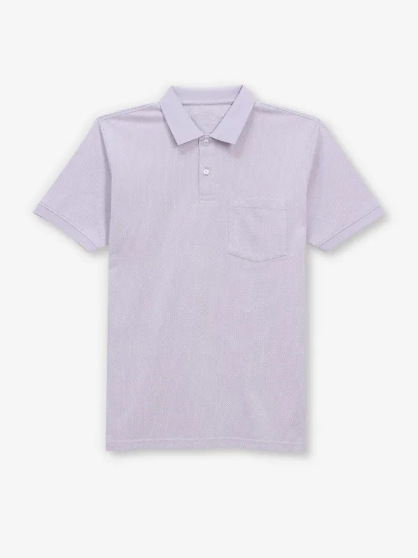 LOUIS PHILIPPE light purple textured cotton t-shirt