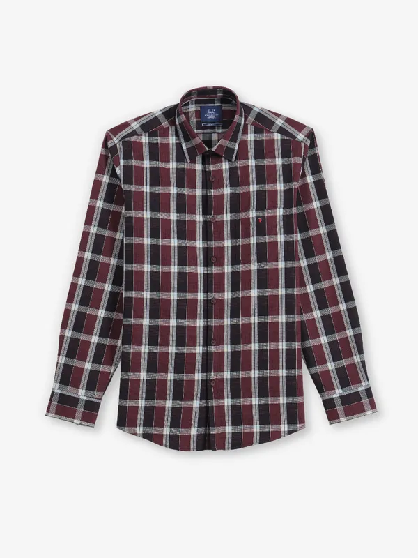 LOUIS PHILIPPE maroon checks casual shirt for men