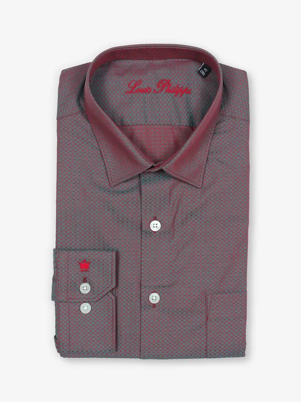LOUIS PHILIPPE maroon texture shirt
