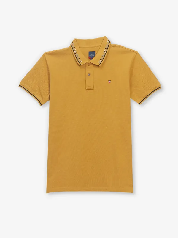 LOUIS PHILIPPE mustard yellow cotton t-shirt