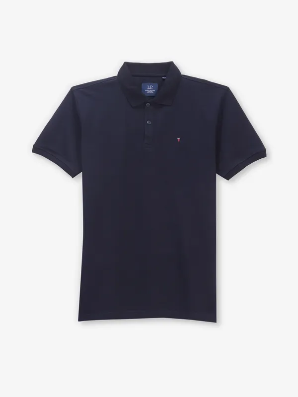LOUIS PHILIPPE navy blue cotton polo t-shirt