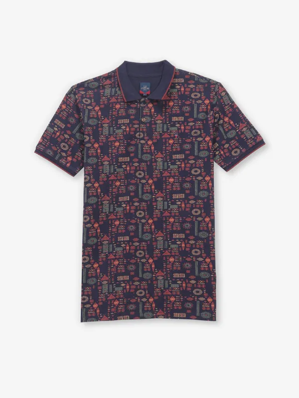 LOUIS PHILIPPE navy cotton printed t-shirt