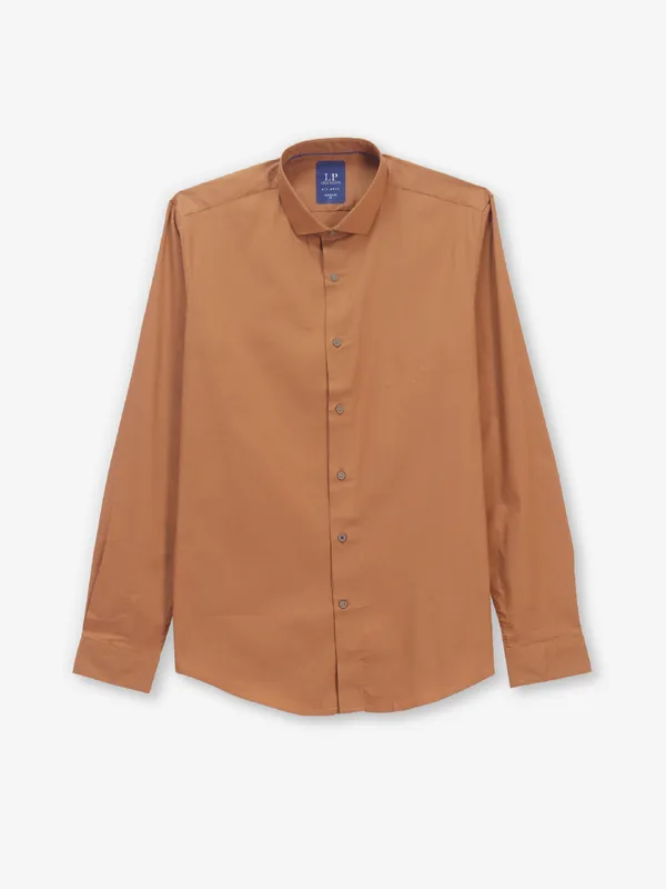 LOUIS PHILIPPE orange solid casual cotton shirt