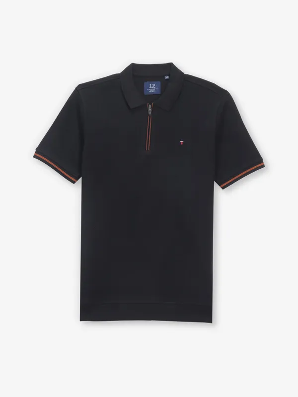 LOUIS PHILIPPE plain black cotton t-shirt