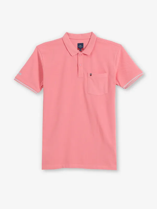 LOUIS PHILIPPE plain pink cotton t-shirt