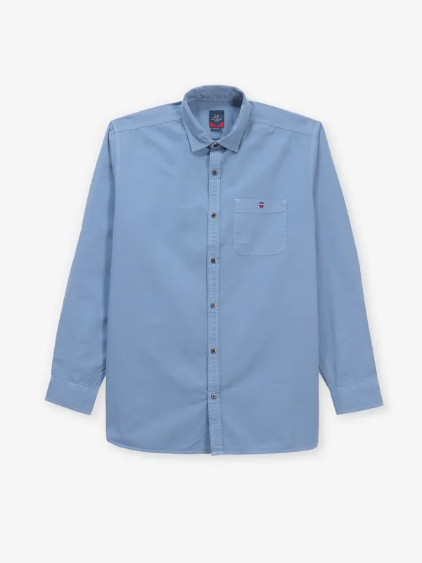 LOUIS PHILIPPE plain powder blue cotton shirt