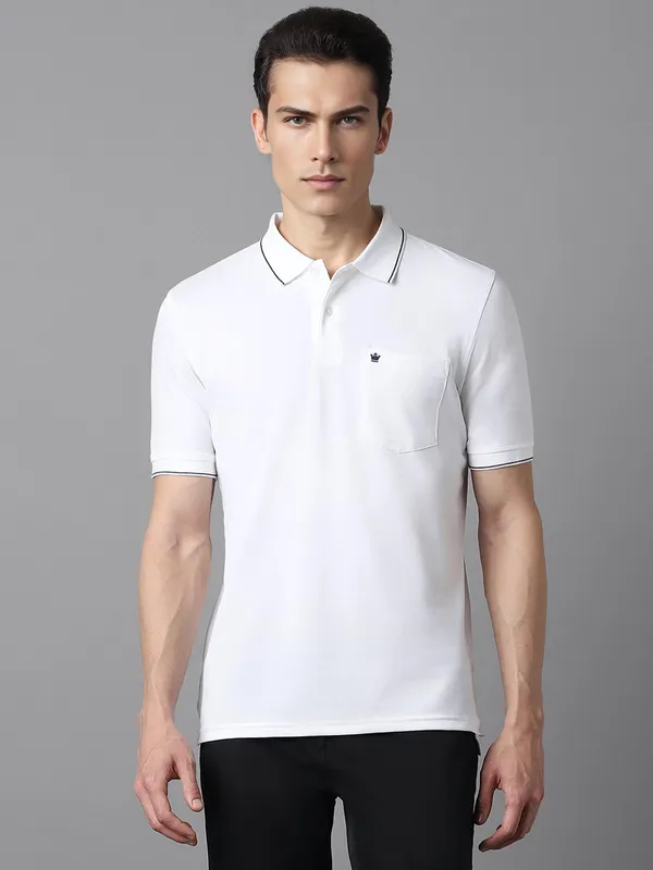 LOUIS PHILIPPE plain white cotton half sleeve t-shirt