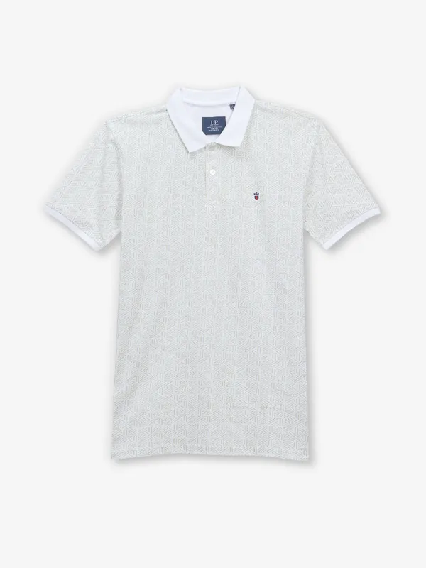 LOUIS PHILIPPE printed white cotton slim fit t-shirt
