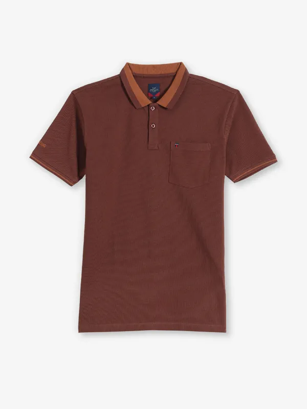 LOUIS PHILIPPE rust brown cotton t-shirt