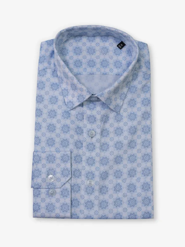 LOUIS PHILIPPE sky blue printed pattern formal shirt
