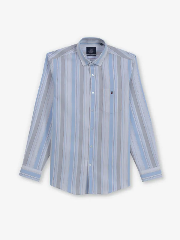 LOUIS PHILIPPE Stripped blue cutaway shirt for men