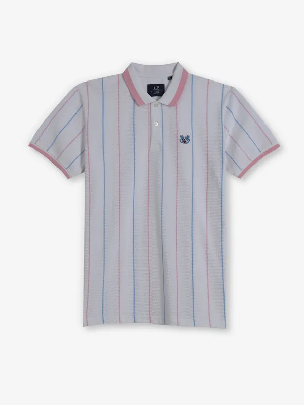 LOUIS PHILIPPE white and pink stripe t-shirt