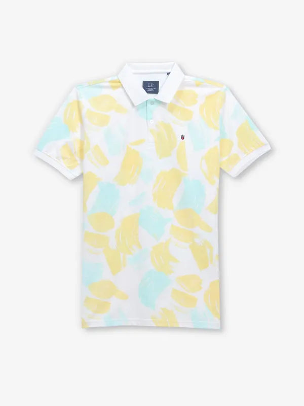 LOUIS PHILIPPE white casual cotton printed t-shirt