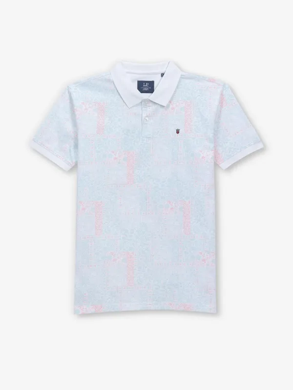 LOUIS PHILIPPE white printed cotton casual t-shirt