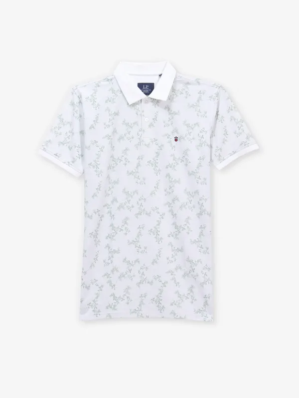 LOUIS PHILIPPE white printed polo cotton t-shirt
