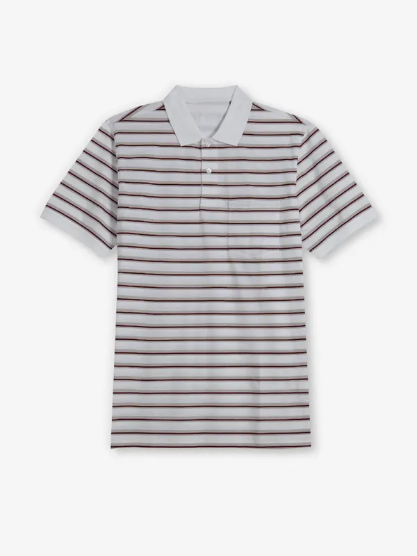 LOUIS PHILIPPE white stripe cotton t-shirt for men