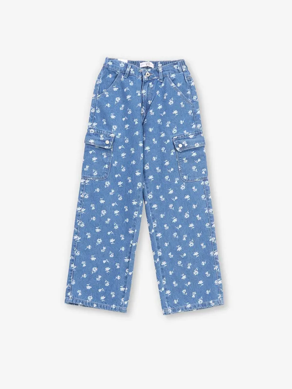 LOVEKINS blue printed cargo jeans