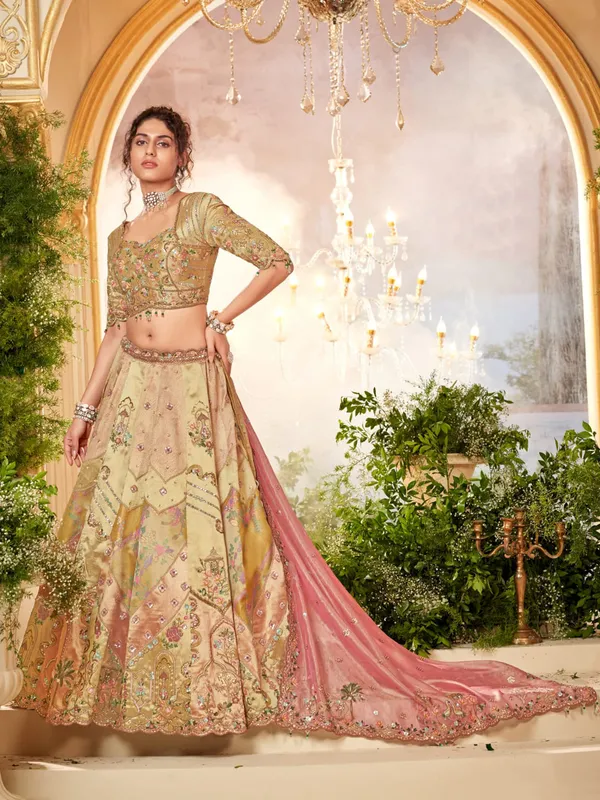 Lovely golden hue unstitched legenga choli