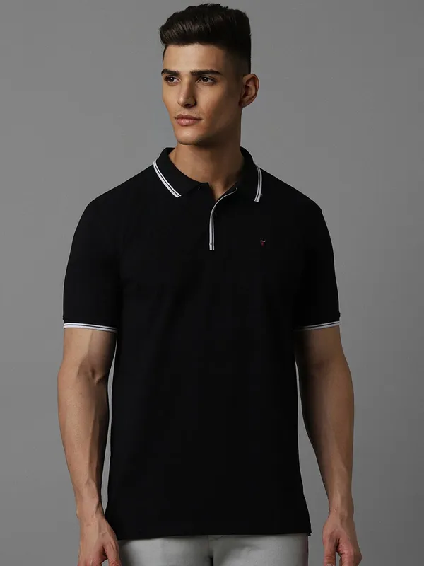 LP black plain cotton casual t-shirt