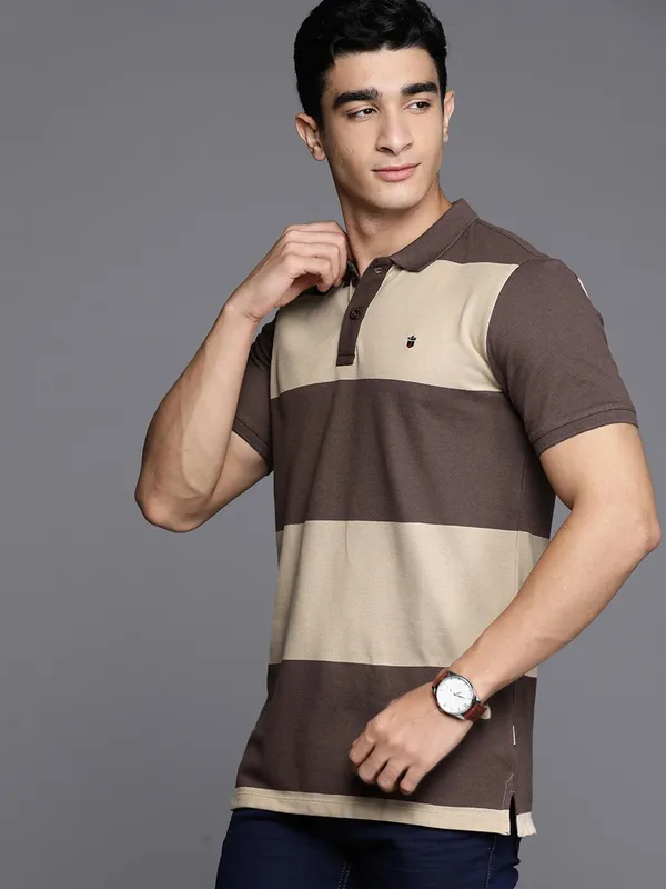 LP brown color block cotton t-shirt