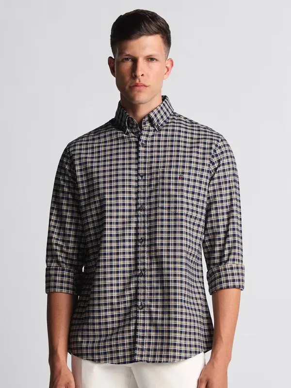 LP navy checks cotton casual shirt