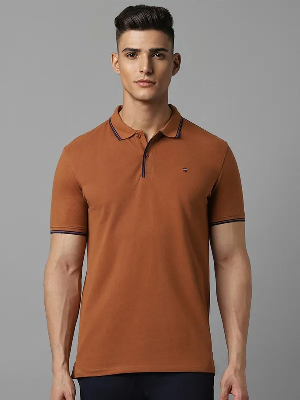 LP plain brown cotton casual t-shirt