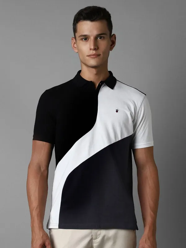 LP SPORT color block pattern black and white cotton t-shirt