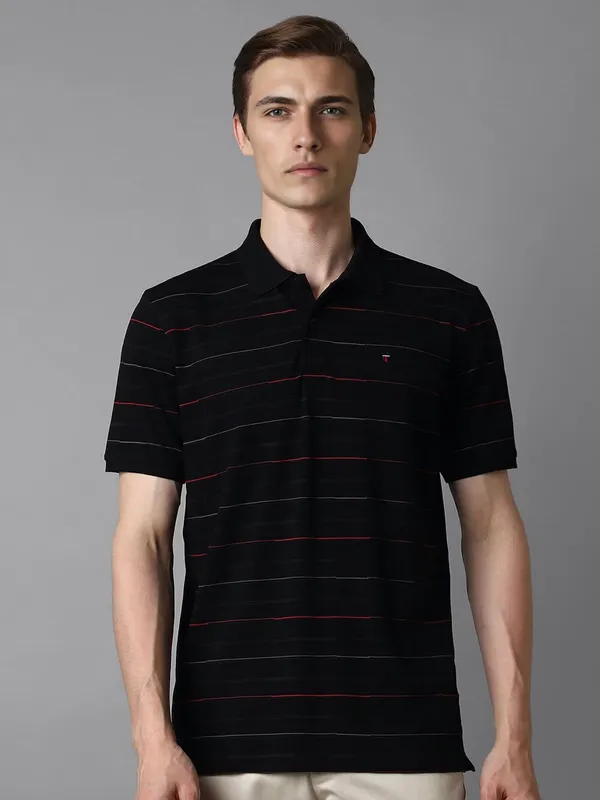 LP SPORT  stripe black cotton slim fit t-shirt
