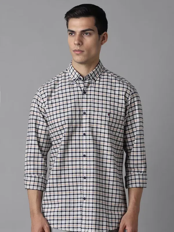 LP white and navy checks cotton shirt