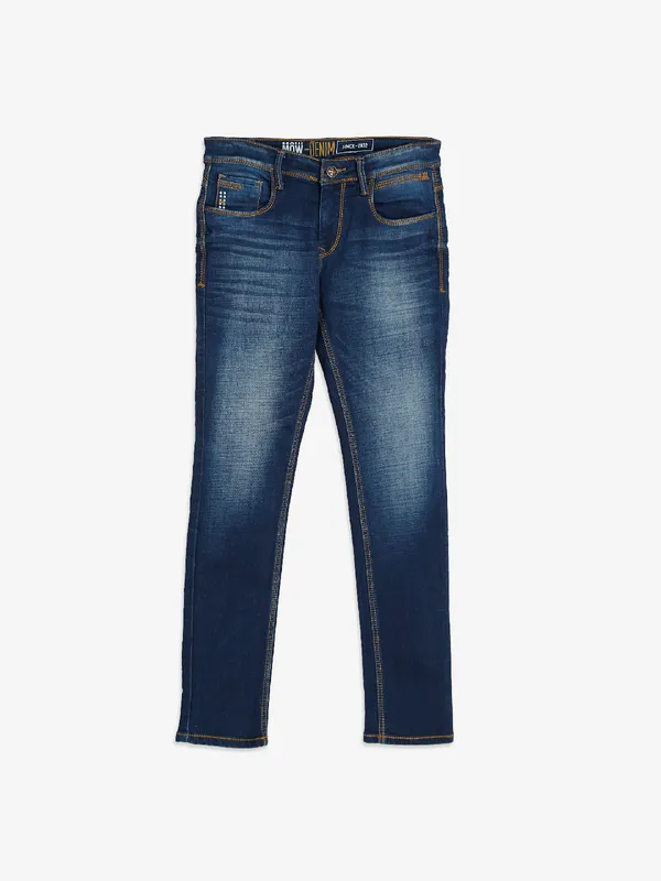 Mad-O-Wat dark blue washed regular fit jeans