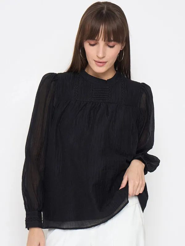 MADAME black chiffon full sleeve top